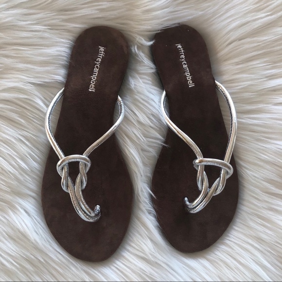 Jeffrey Campbell Knot Silver Malia Flip Flop 6 - Picture 2 of 8